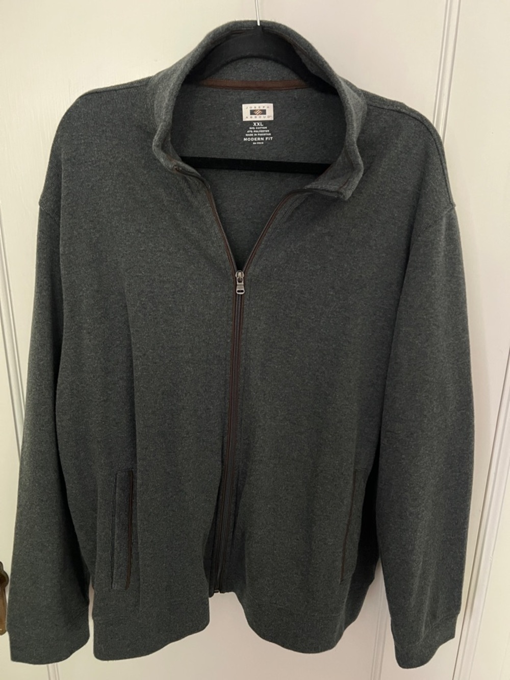 Joseph Abboud Charcoal Gray Full-Zip Sweater Jacket